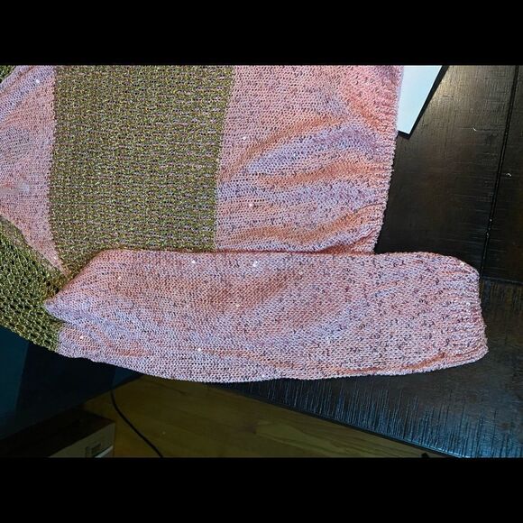 Sequin and Netting Long Sleeve Sweater - Picture 2 of 6